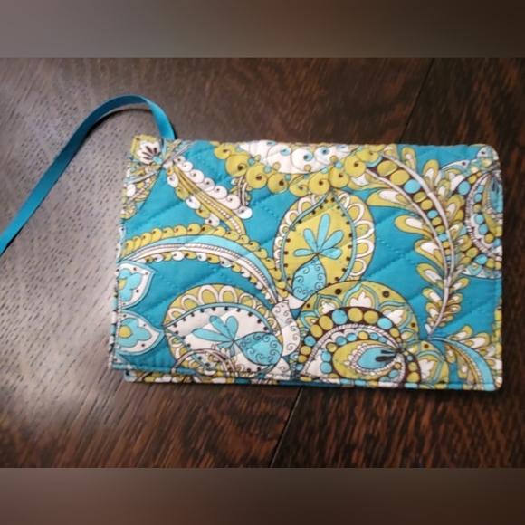 Vera Bradley 👛 "Peacock" Aqua Wallet with Checkbook Cover $14 - Picture 2 of 3